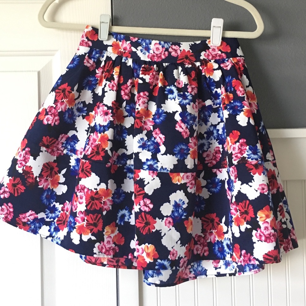 Express Floral Pleated Circle Skirt